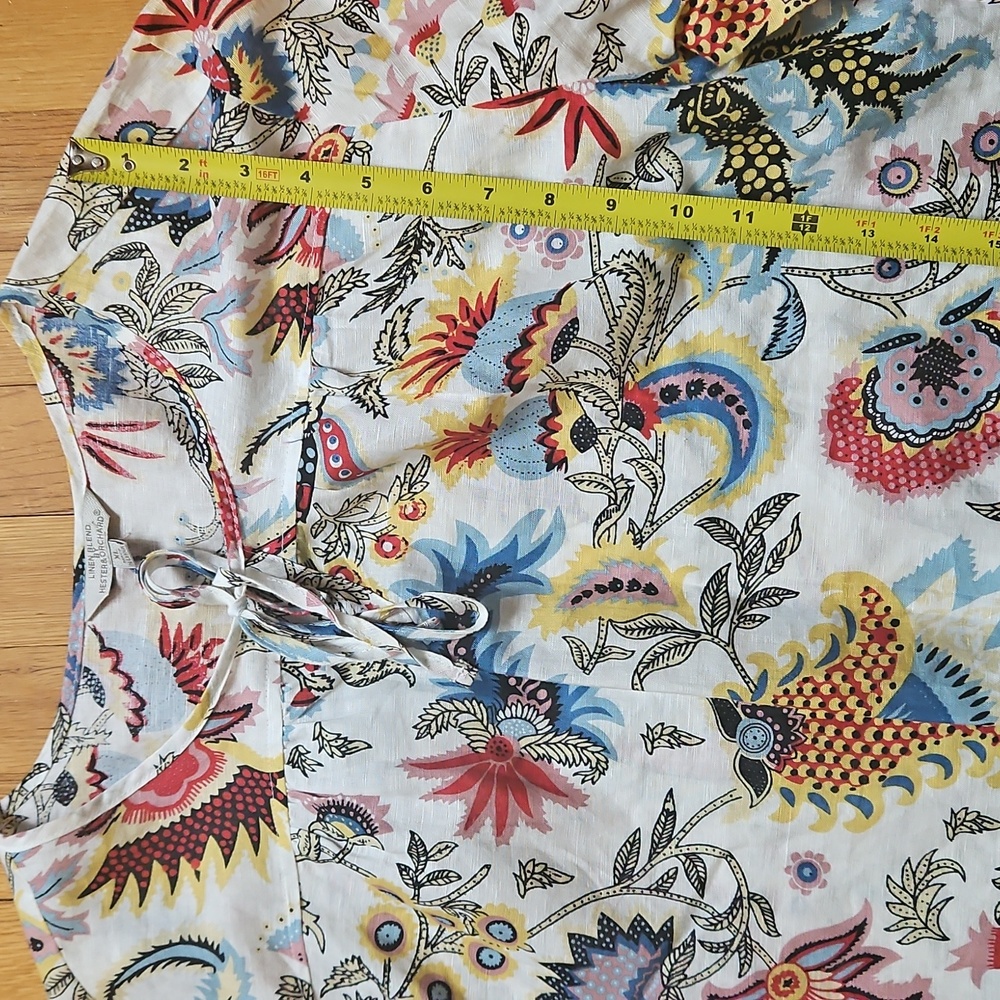 Hester & Orchard Linen Blend Top Floral Multi Color Size XL - Picture 9 of 12